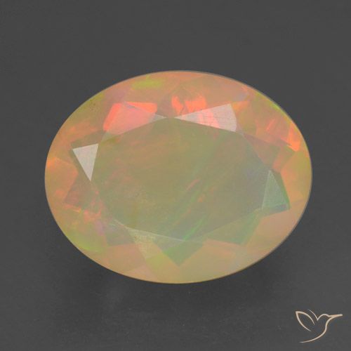 1.33ct 天然 マルチカラー オパール, 楕円形, 透明