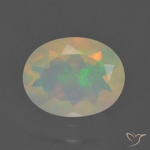 1.40ct 天然 マルチカラー オパール, 楕円形, 透明