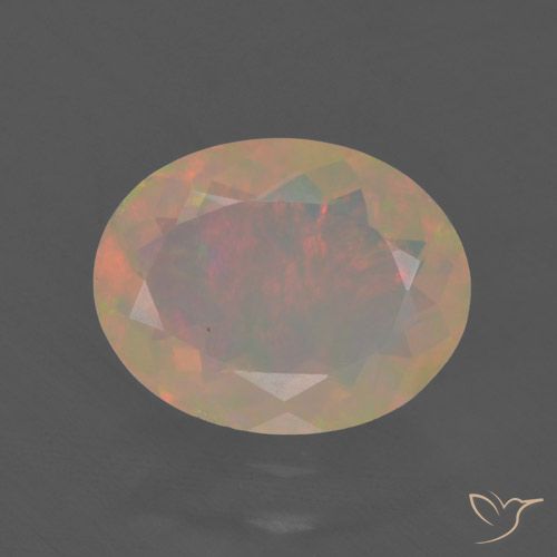 1.37ct 天然 マルチカラー オパール, 楕円形, 半透明