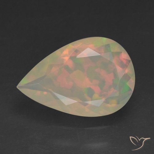 1.47ct 天然 マルチカラー オパール, 洋梨の形, 透明