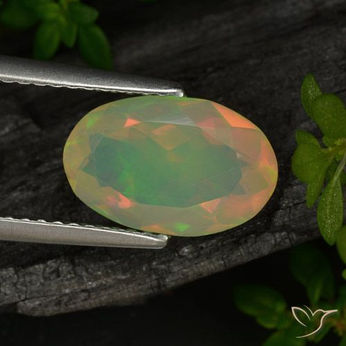 1.72ct 天然 マルチカラー オパール, 楕円形, 半透明