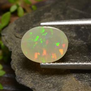 1.46カラットの天然マルチカラーオパール、オーバルカット、半透明