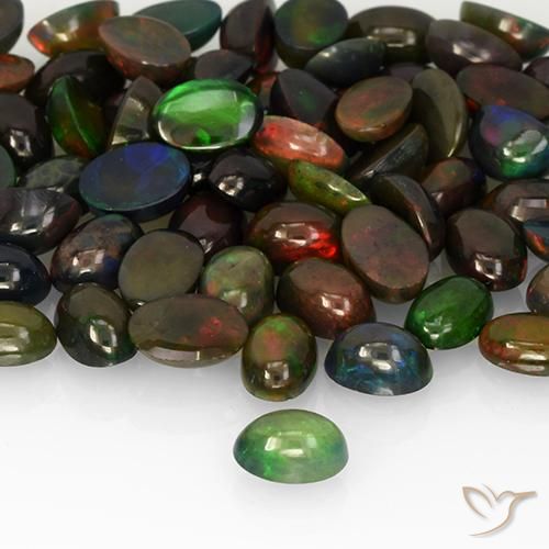 0.32ct 天然 マルチカラー オパール, 楕円形, 半透明