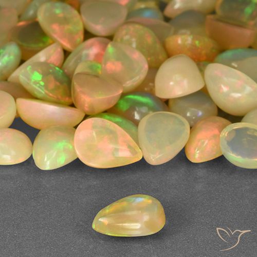 0.45ct 天然 マルチカラー オパール, 洋梨の形, 透明