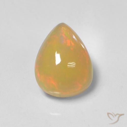 1.37ct 天然 マルチカラー オパール, 洋梨の形, 半透明