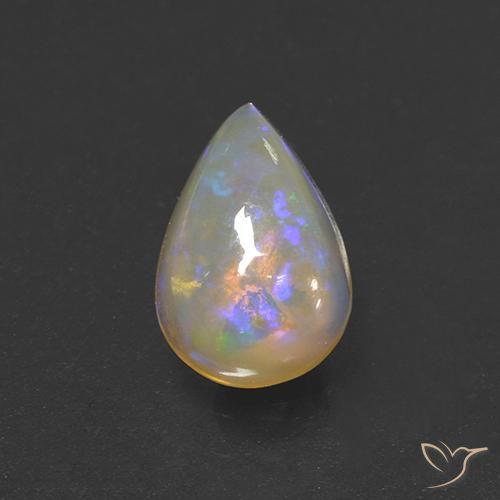 1.36ct 天然 マルチカラー オパール, 洋梨の形, 透明