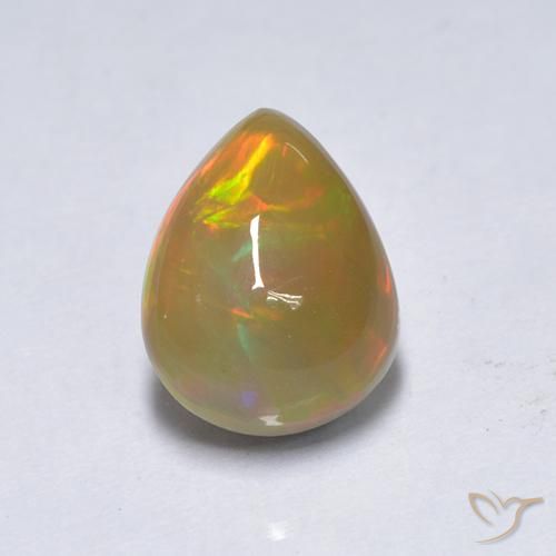 1.55ct 天然 マルチカラー オパール, 洋梨の形, 半透明