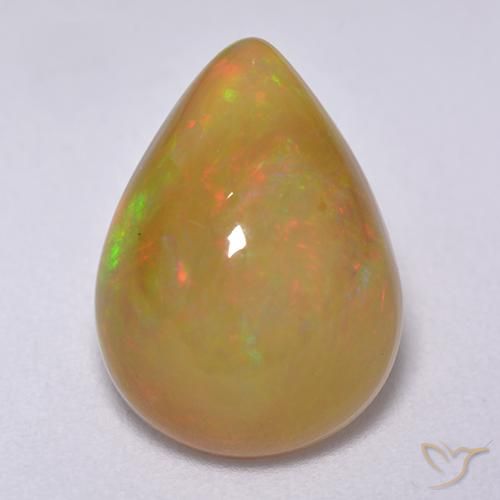 3.78ct 天然 マルチカラー オパール, 洋梨の形, 半透明