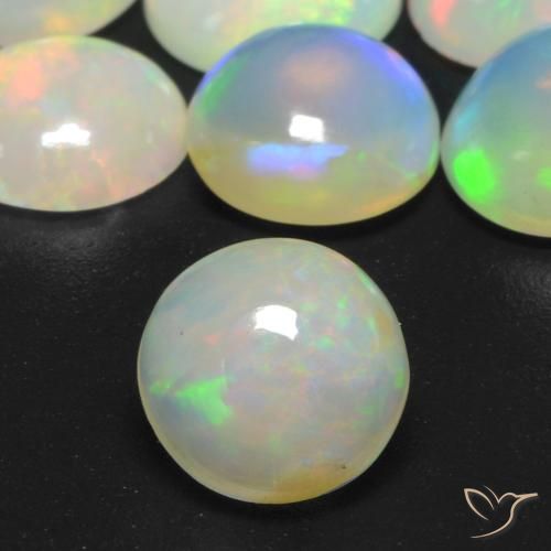 0.71ct 天然 マルチカラー オパール, ラウンド, 透明