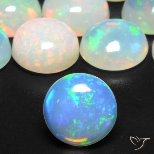 0.81ct 天然 マルチカラー オパール, ラウンド, 透明