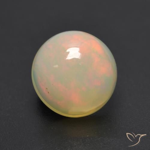 0.95ct 天然 マルチカラー オパール, ラウンド, 半透明