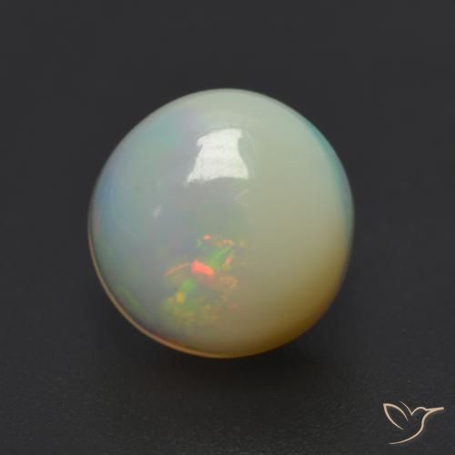 0.82ct 天然 マルチカラー オパール, ラウンド, 半透明