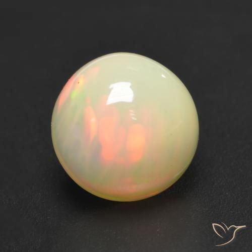 1.08ct 天然 マルチカラー オパール, ラウンド, 半透明