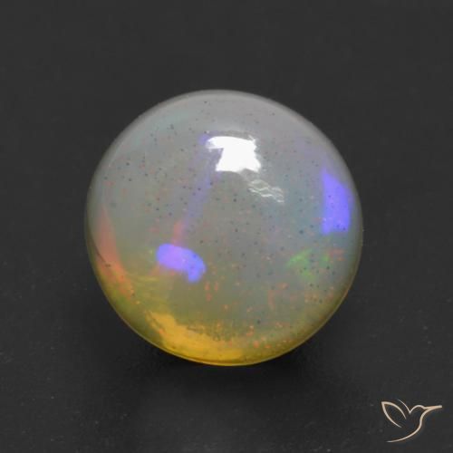 1.01ct 天然 マルチカラー オパール, ラウンド, 透明