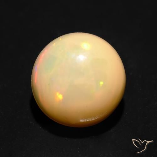 1.10ct 天然 マルチカラー オパール, ラウンド, 半透明