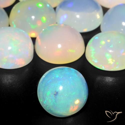 0.87ct 天然 マルチカラー オパール, ラウンド, 透明