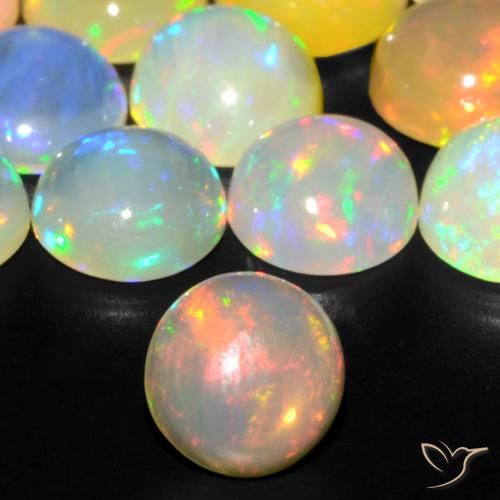 0.86ct 天然 マルチカラー オパール, ラウンド, 透明