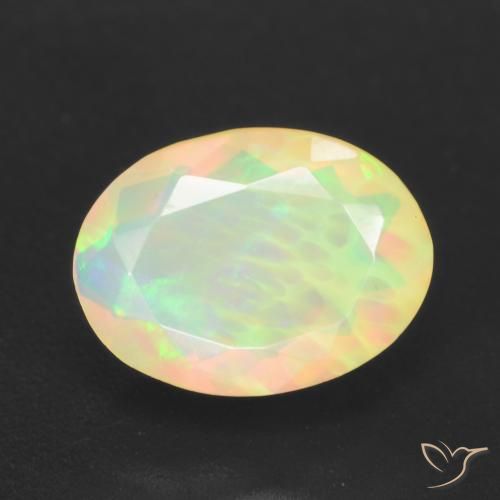 1.15ct 天然 マルチカラー オパール, 楕円形, 半透明