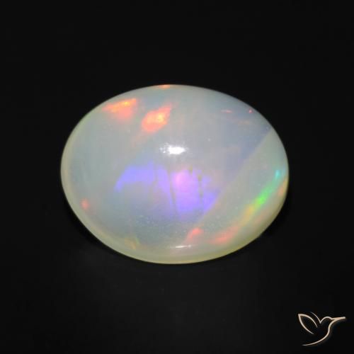 1.36ct 天然 マルチカラー オパール, 楕円形, 透明