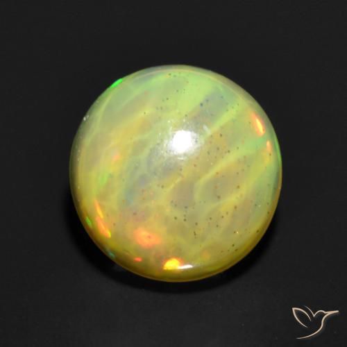 0.85ct 天然 マルチカラー オパール, ラウンド, 半透明