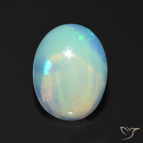 1.38ct 天然 マルチカラー オパール, 楕円形, 透明