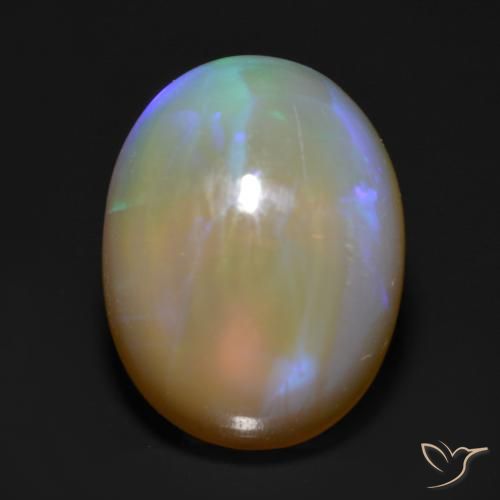 1.38ct 天然 マルチカラー オパール, 楕円形, 透明