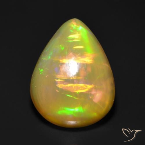1.19ct 天然 マルチカラー オパール, 洋梨の形, 半透明