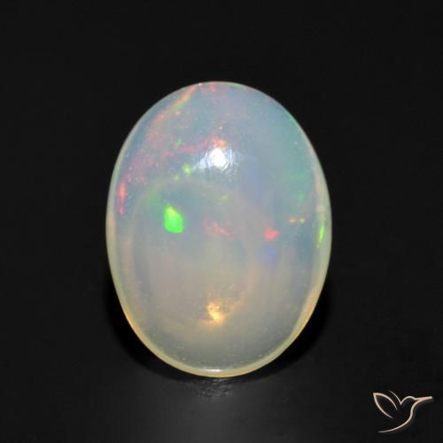 0.97ct 天然 マルチカラー オパール, 楕円形, 透明