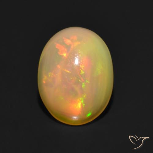 1.00ct 天然 マルチカラー オパール, 楕円形, 半透明