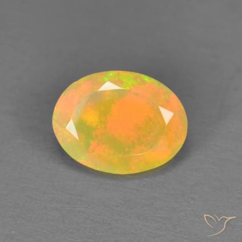 0.84ct 天然 マルチカラー オパール, 楕円形, 半透明
