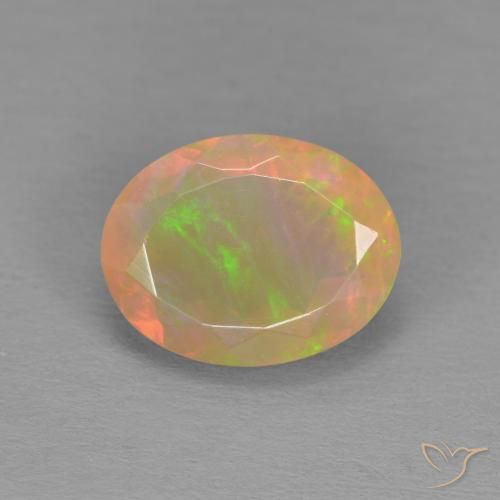 1.24ct 天然 マルチカラー オパール, 楕円形, 半透明