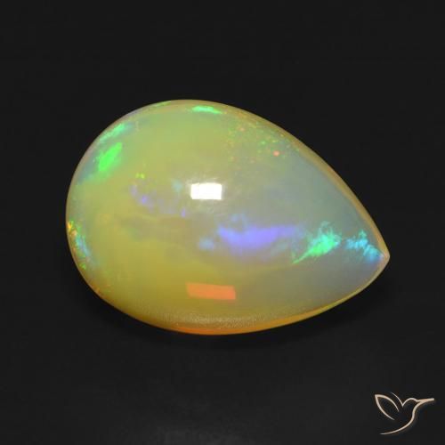 5.00ct 天然 マルチカラー オパール, 洋梨の形, 透明