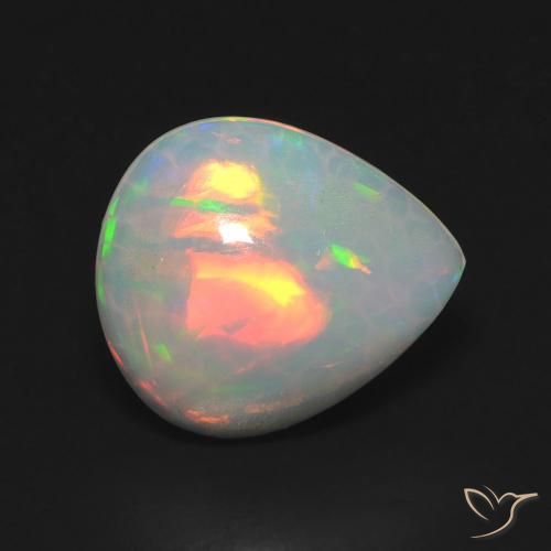 2.47ct 天然 マルチカラー オパール, 洋梨の形, 透明