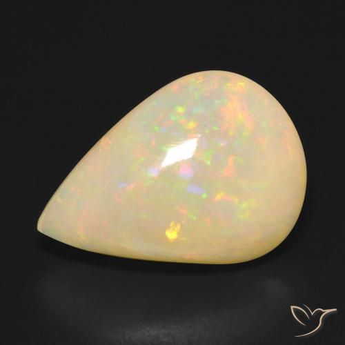 7.07ct 天然 マルチカラー オパール, 洋梨の形, 半透明