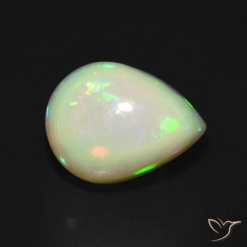 4.81ct 天然 マルチカラー オパール, 洋梨の形, 半透明