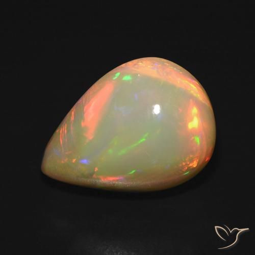 6.45ct 天然 マルチカラー オパール, 洋梨の形, 半透明