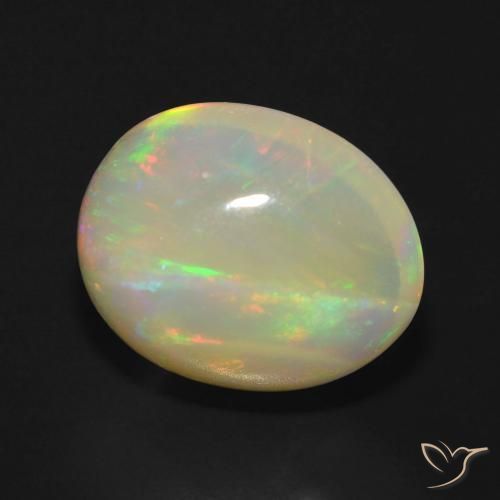 5.74カラットの天然マルチカラーオパール、楕円形、透明