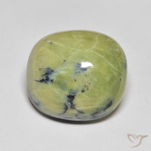 14.28ct 天然 黄みがかったグリーン オパール, 楕円形, オペーク