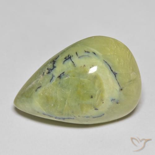 22.34ct 天然 黄みがかったグリーン オパール, 洋梨の形, オペーク
