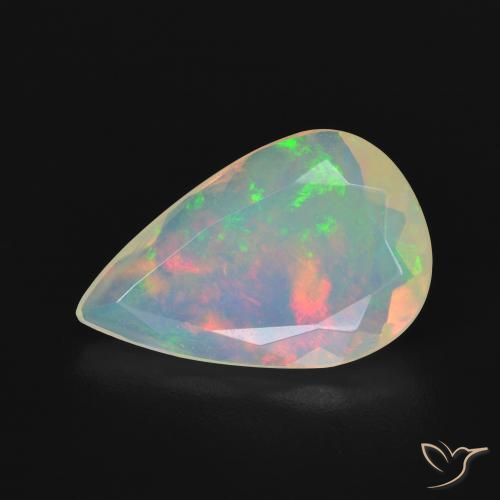 2.50ct 天然 マルチカラー オパール, 洋梨の形, 透明