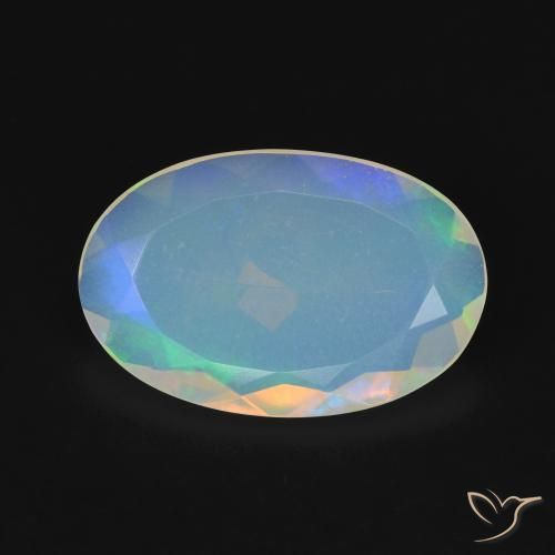 3.40ct 天然 マルチカラー オパール, 楕円形, 透明
