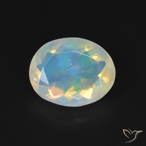 1.08ct 天然 マルチカラー オパール, 楕円形, 透明