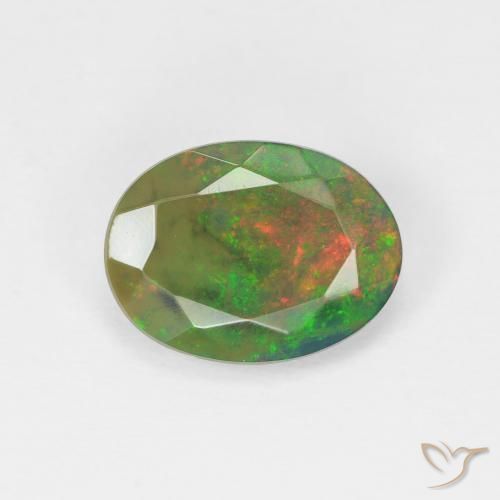 1.60ct 天然 マルチカラー オパール, 楕円形, 半透明