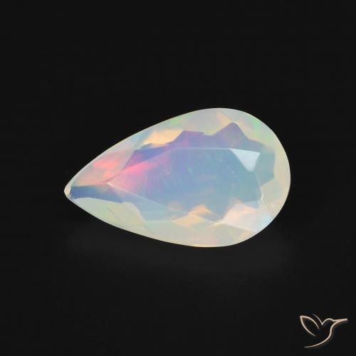 1.37ct 天然 マルチカラー オパール, 洋梨の形, 透明