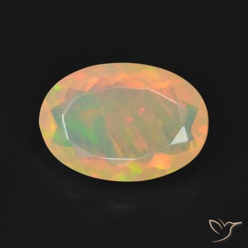 3.13ct 天然 マルチカラー オパール, 楕円形, 透明
