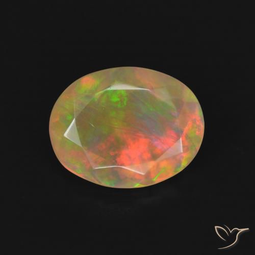 1.27ct 天然 マルチカラー オパール, 楕円形, 透明