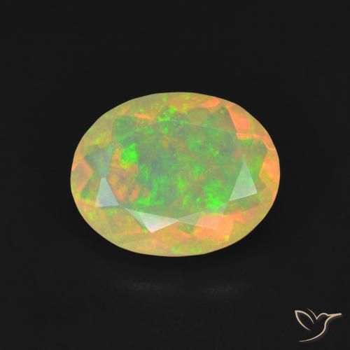 1.18ct 天然 マルチカラー オパール, 楕円形, 透明