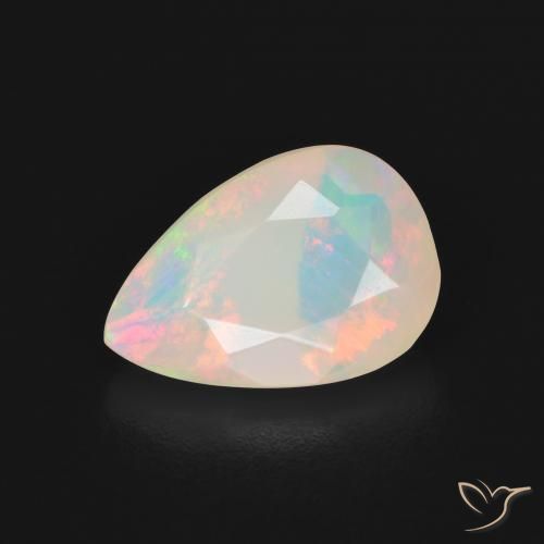 2.16ct 天然 マルチカラーホワイト オパール, 洋梨の形, 透明