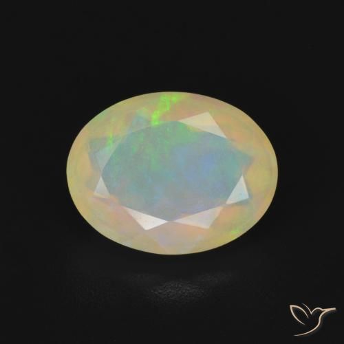 1.13ct 天然 マルチカラー オパール, 楕円形, 透明
