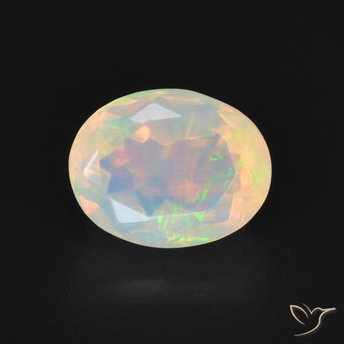 1.29ct 天然 マルチカラー オパール, 楕円形, 透明